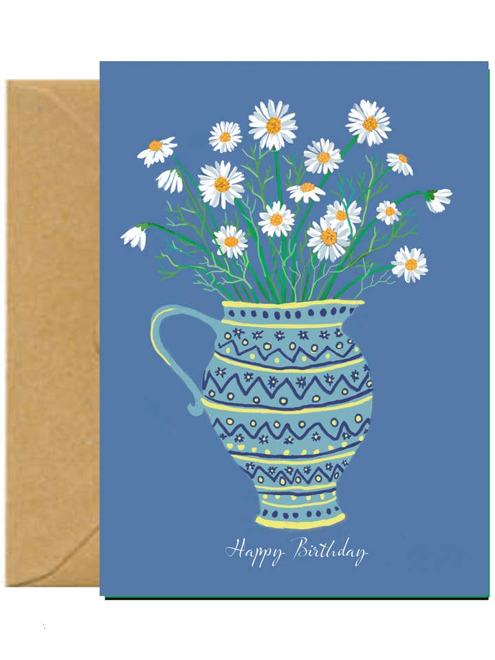 Daisies in a Jug Birthday Card for wholesale by Pink Pen Studio