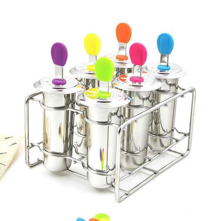 Joli Monde - Wholesale Koeler/koeltas - Set van 6 TUBULUS roestvrijstalen ijsvormpjes van 85 ml0