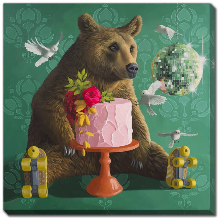 Party Bear Printed 38x38 Canvas Wall Art for wholesale by Streamline Art