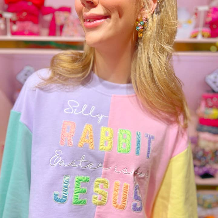 Easter is for Jesus Cropped Color Block Sweatshirt for wholesale by Brianna Cannon