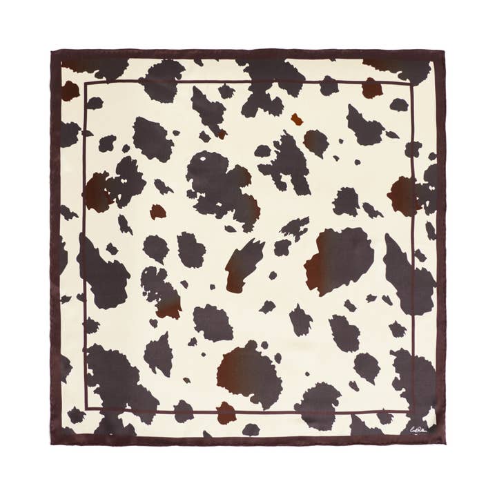“Spot Chic" Silk Bandana Scarf - Cow Print for wholesale by Lost Pattern NYC