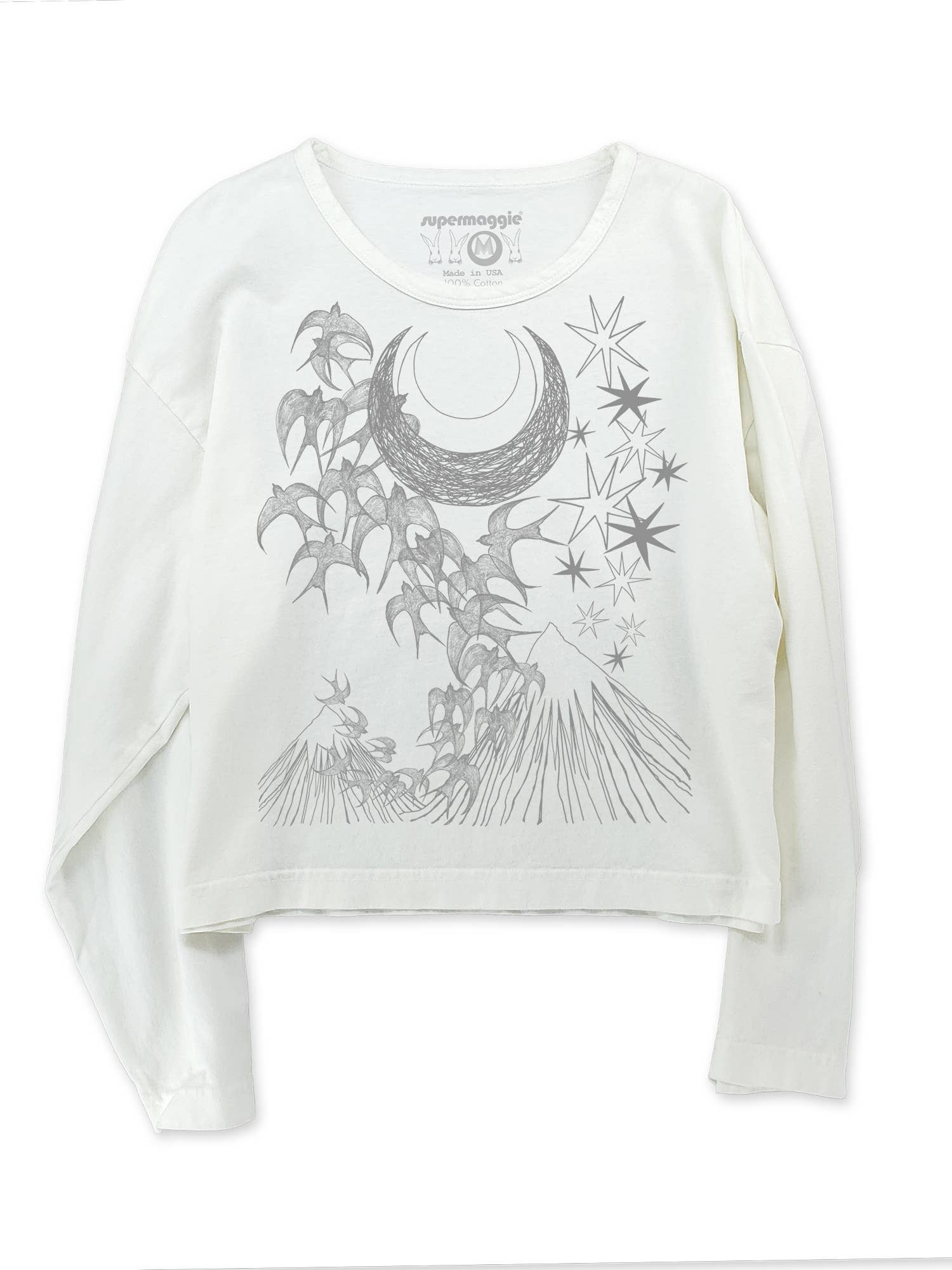 Supermaggie @ Faire - Wholesale Screen Printed T-Shirt - Women's - Night Flight Lauren Heavyweight Long Sleeve Crop Tee1