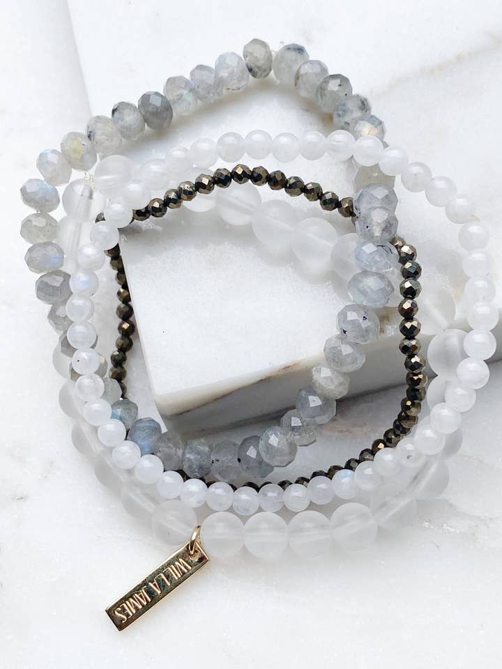 Conjunto de 4 labradorita em placa de ouro 14K para provisão e proteção por atacado de Willa James