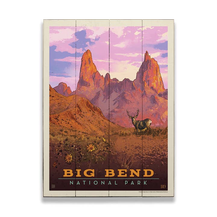 Parque Nacional Big Bend: Ciervo Mulo - Arte de Pared de Madera y Metal para venta al por mayor de Old Wood Signs
