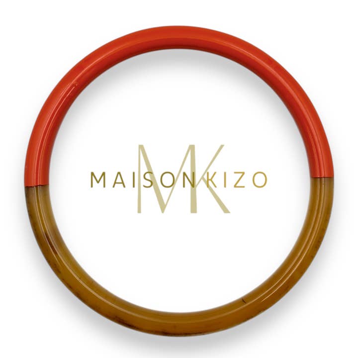 Brick orange lacquered buffalo horn bangle for wholesale by MAISON KIZO