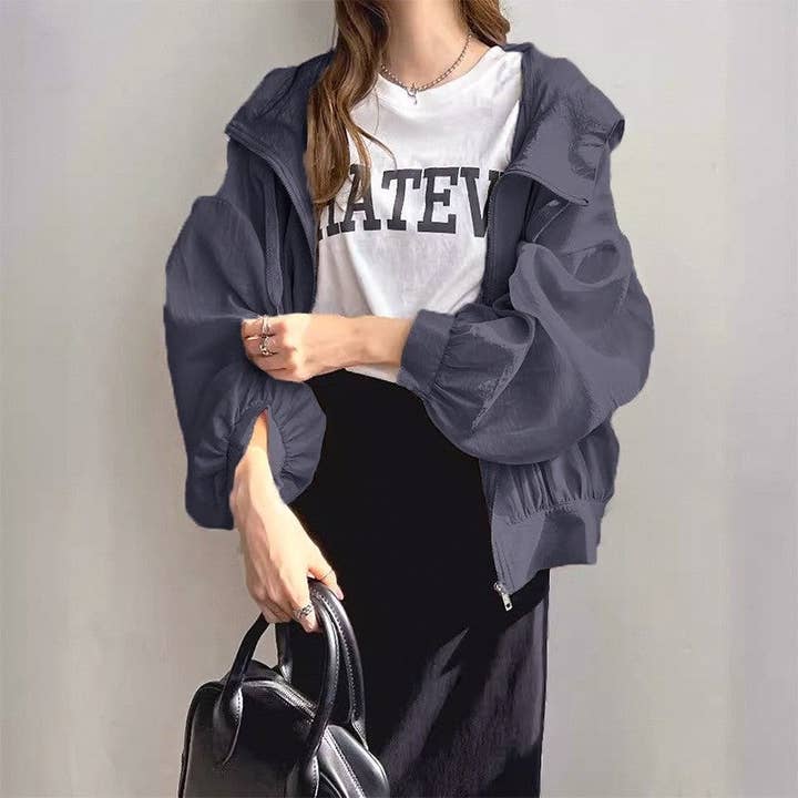 FurDecoration – Großhandel Hoodie – Damen – Leichtes einfarbiges Kapuzen-Sonnenshirt6