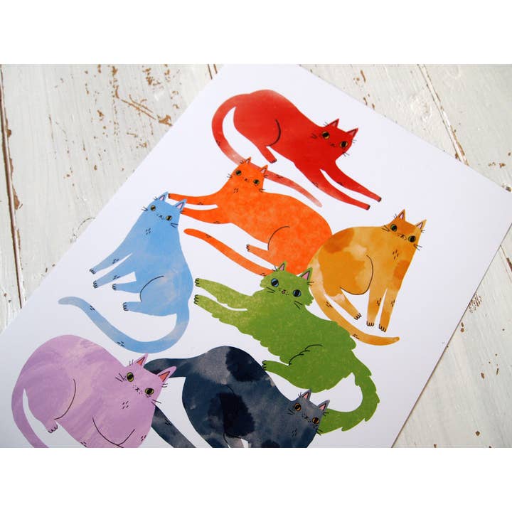 I LIKE CATS – wholesale Art print – Rainbow Cats Pride A4 Print4