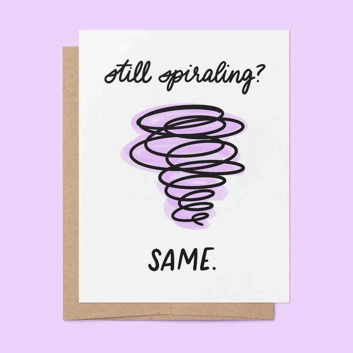 Still Spiraling greeting card for wholesale by MangoIllustrated