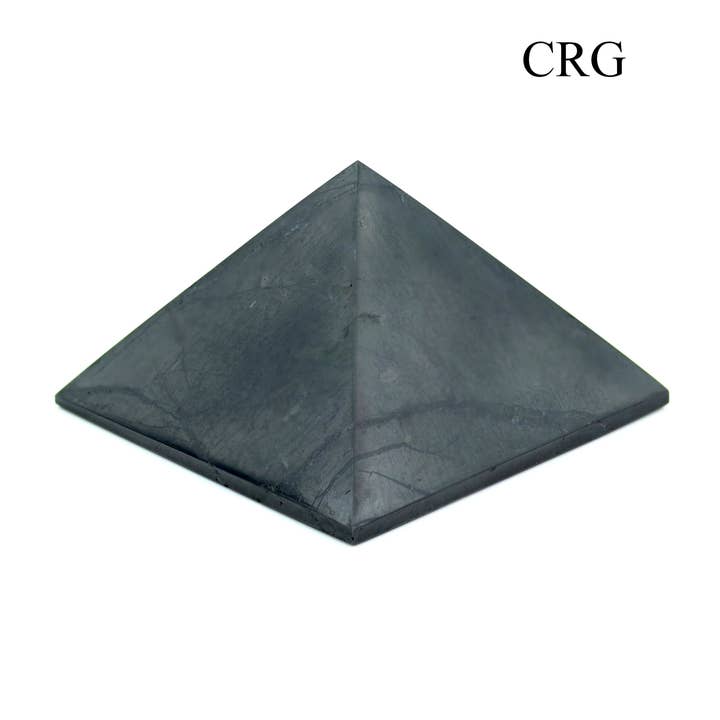 QTY 1 - Polished Shungite Pyramid / 6cm Avg for wholesale by Crystal River Gems LLC