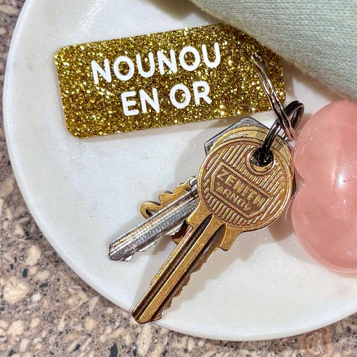 Plus de Love - Venta al por mayor Llavero - Unisex - NOUNOU DE ORO Llavero con lentejuelas Más amor0