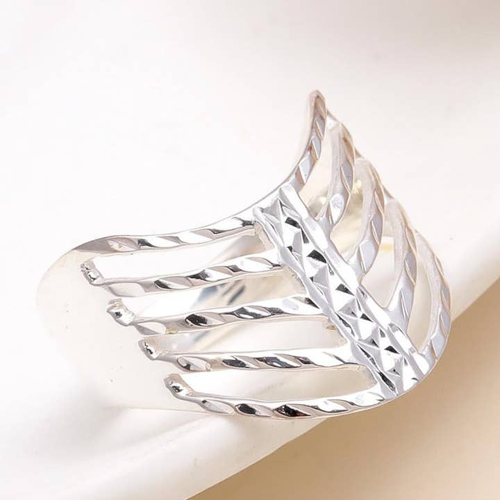 AG 925 JEWELLERY - Vente Bague de cocktail/de cérémonie - Bague Statement Texturée en Argent 9250