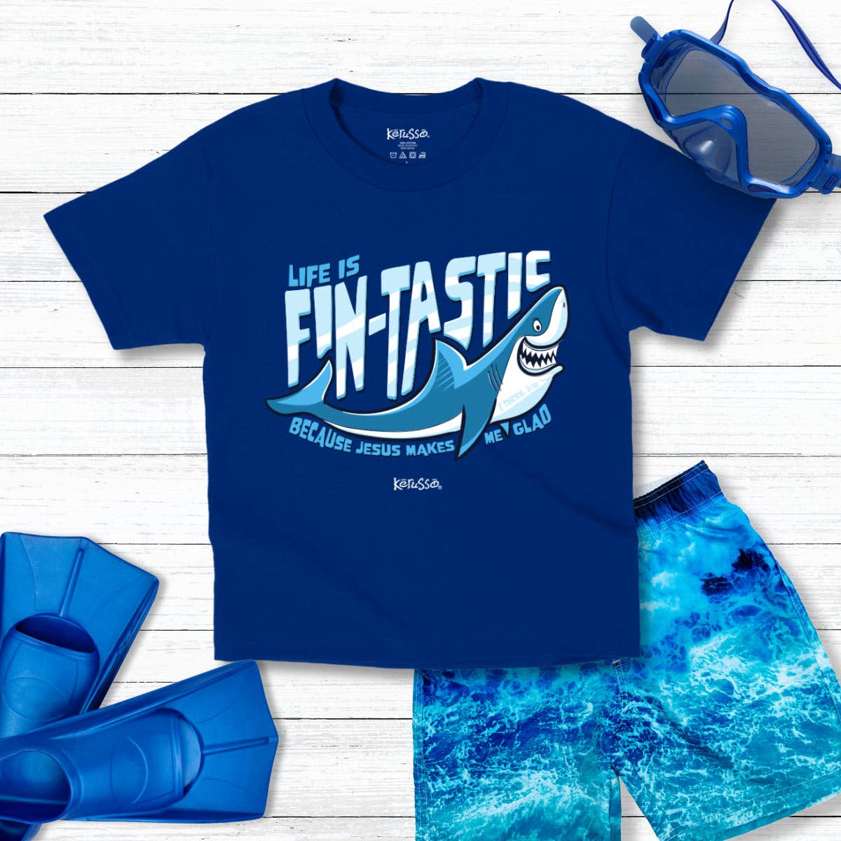 Royal Blue Kerusso Kidz T-Shirt Fintastic for wholesale on Faire3
