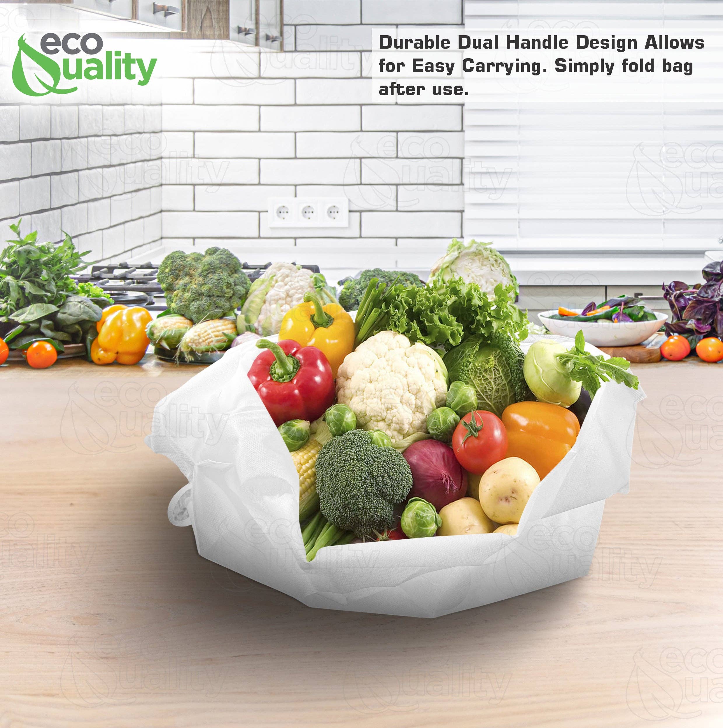 EcoQuality – Saco de mercearia/compras por atacado – Sacos de compras de T-shirt branca reutilizável não tecida grandes6