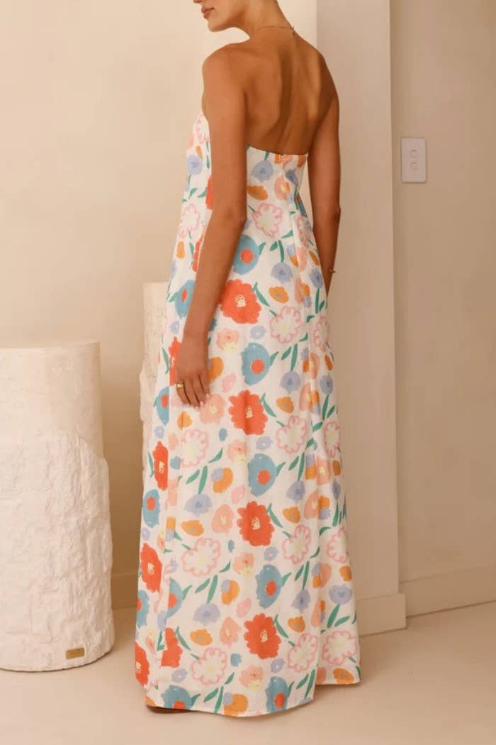 Rosa Clothing - Wholesale Dress - Women's - Western cowgirl Desert Theme print strapless dress5