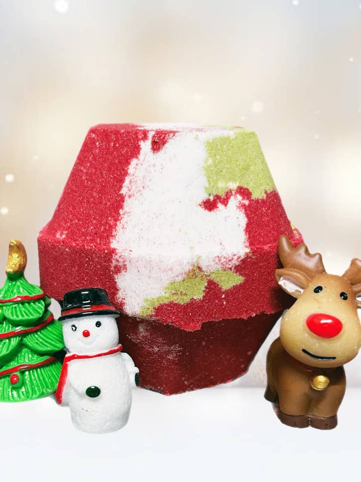 Holiday Hexagon Surprise Bath Bomb for wholesale by Splash Soap Company