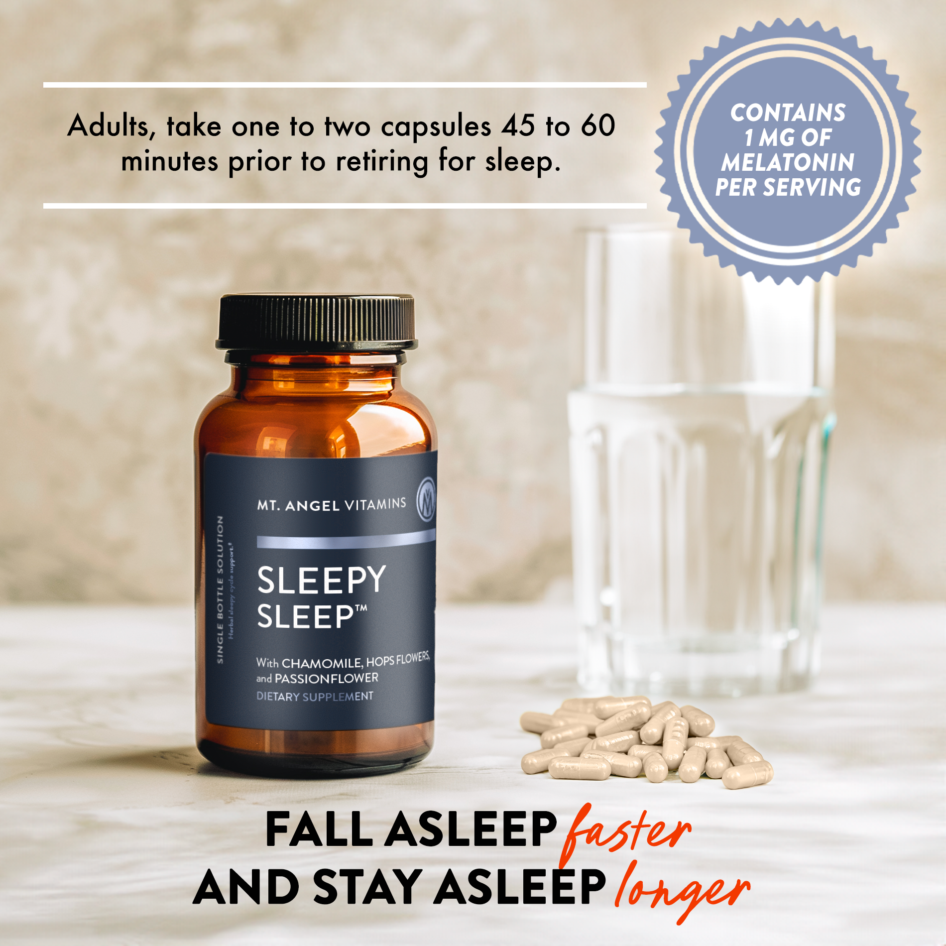 Mt. Angel Vitamins - Wholesale Oral Supplement/Vitamin - Mt. Angel Vitamins' Sleepy Sleep - 60 Capsules4