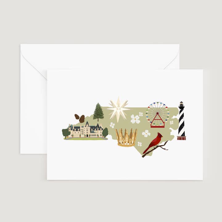 Greeting Card, North Carolina Icons, Boxed Set of 8 for wholesale by Doster Paper Co.