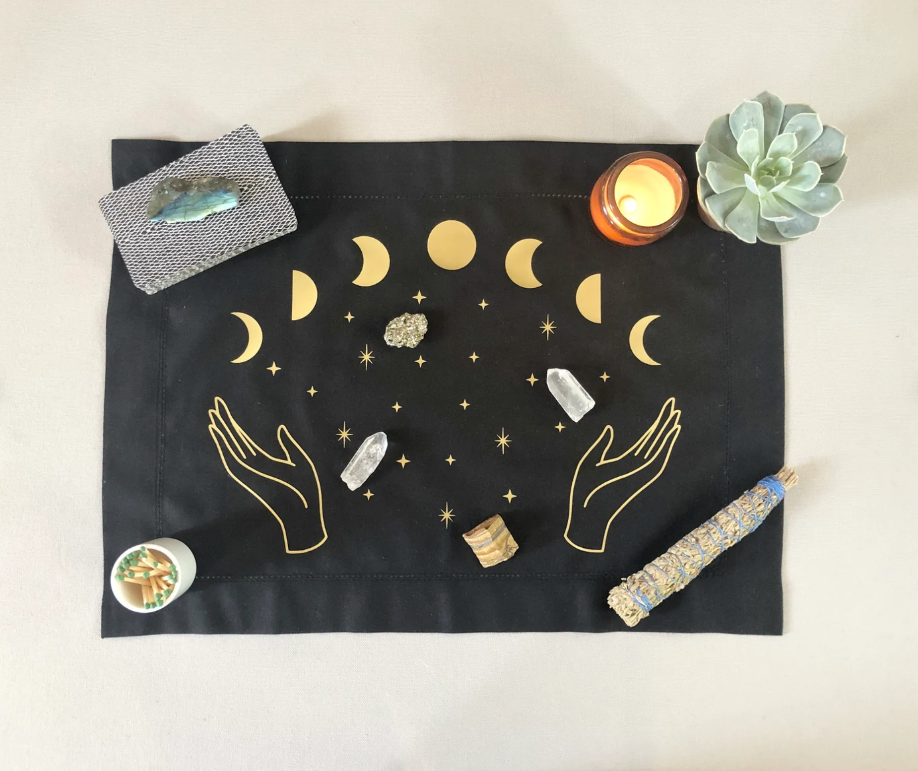 Wishcraft Goods – wholesale Tapestry/textile – Mystic Moon Phases Altar Cloth0
