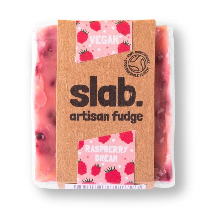 Raspberry Dream Fudge Slab - Vegan for wholesale by Slab Artisan Fudge