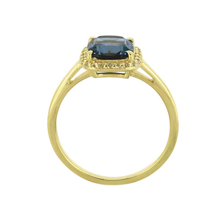Tiramisu - Wholesale Wedding Band/Ring - 14K Gold Plated Silver London Blue Topaz Promise Ring