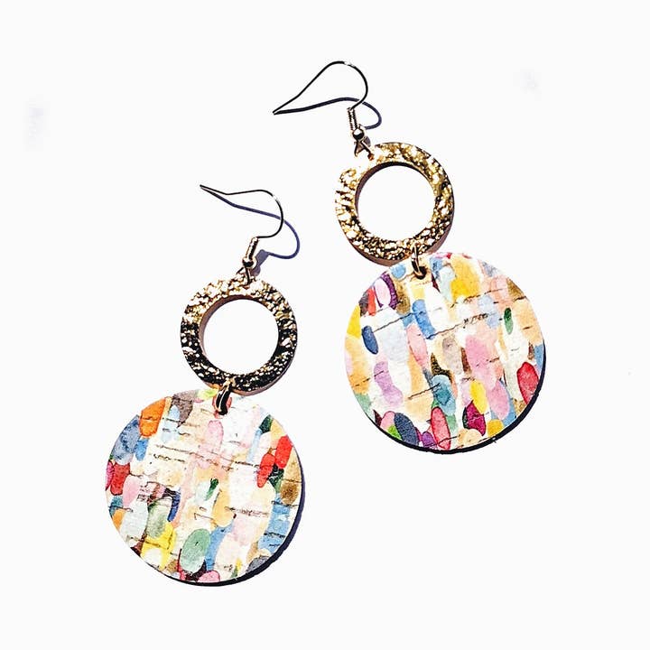 Spoon & Theory Handmade – wholesale Dangle earrings – Riley Fusion Cork Leather Trendy Earrings | Handmade0