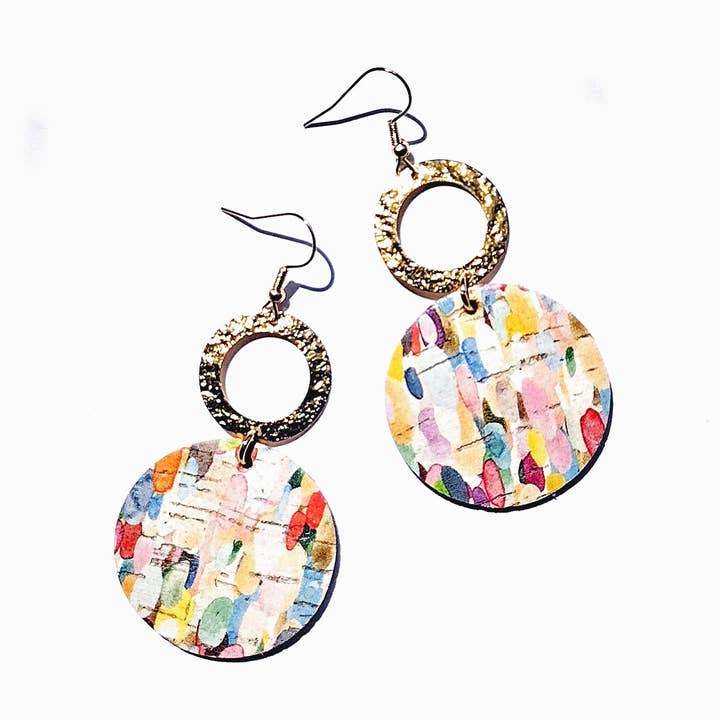 Spoon & Theory Handmade - Venta al por mayor Pendientes colgantes - Pendientes modernos de piel de corcho Riley Fusion | Hechos a mano0