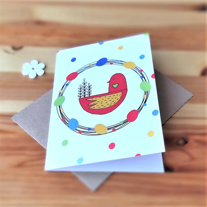 20090 Easter Greeting Card Little Bird In A Nest - Red for wholesale by SIMPLY PAPER LOVE