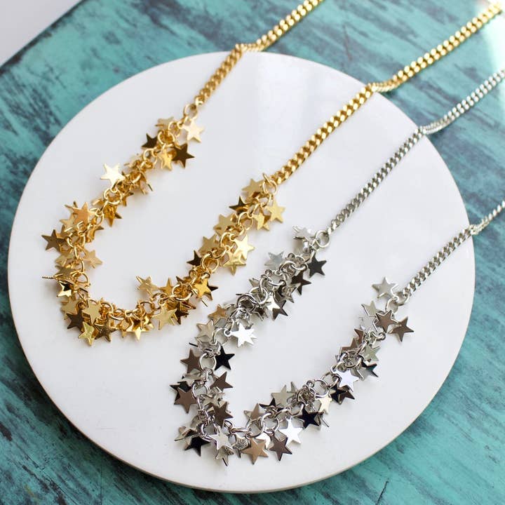 Colar de Aglomerado Estelar Celestial|Ouro ou Prata por atacado de a.v. max