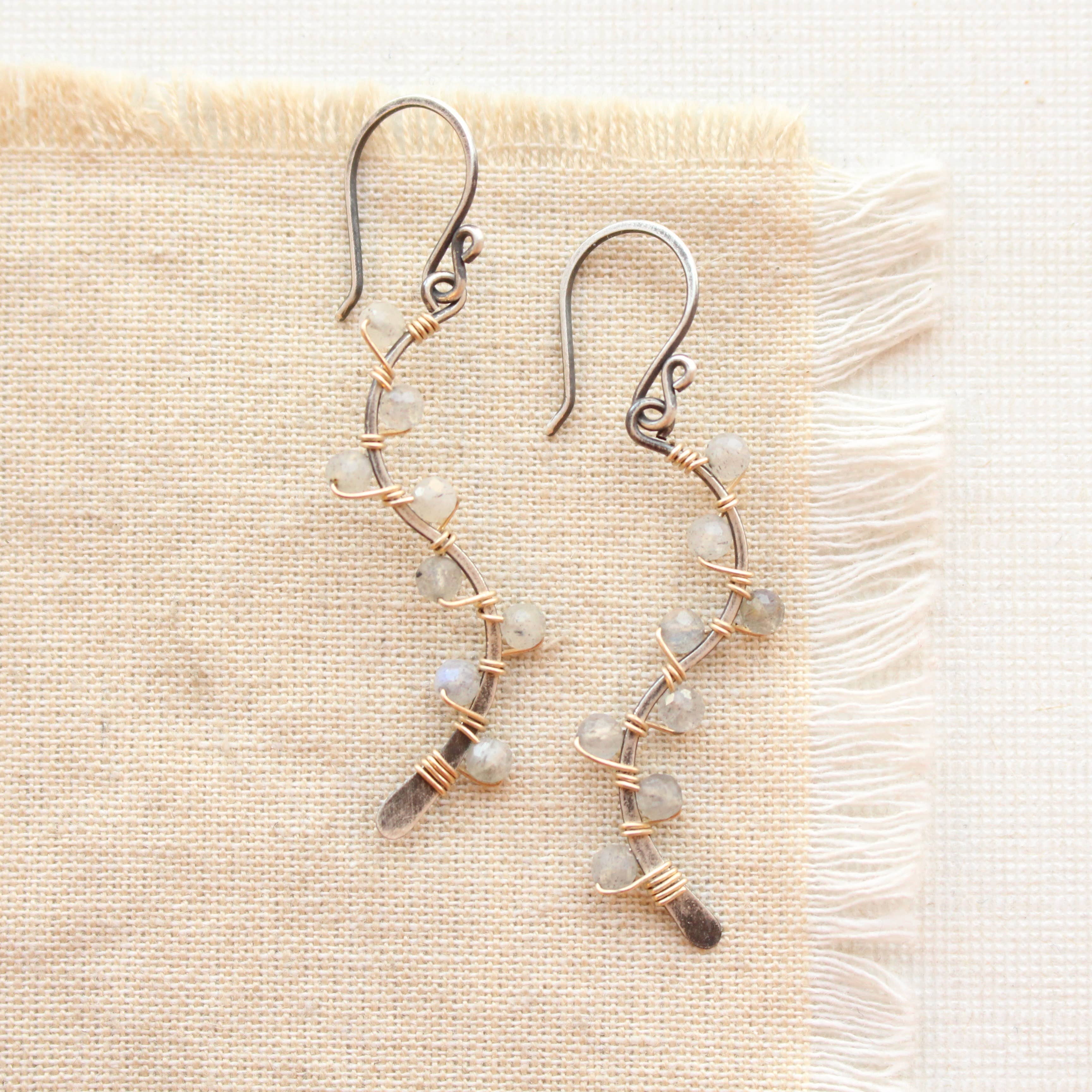 Sarah DeAngelo - Wholesale Dangle Earrings - Labradorite Wrapped Mixed Metal Vine Earrings1