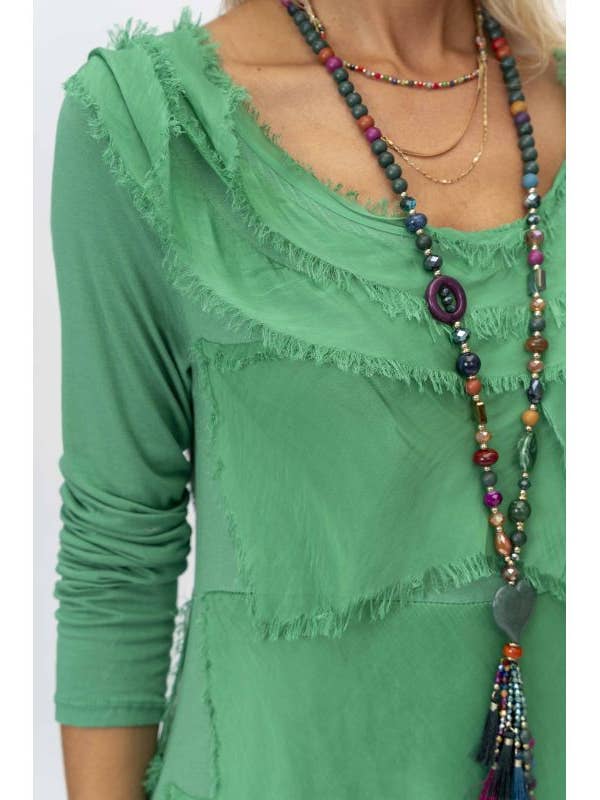 Look Mode Usa - Wholesale Dress - Women's - Long Sleeve Solid Silk Ruffle Dress