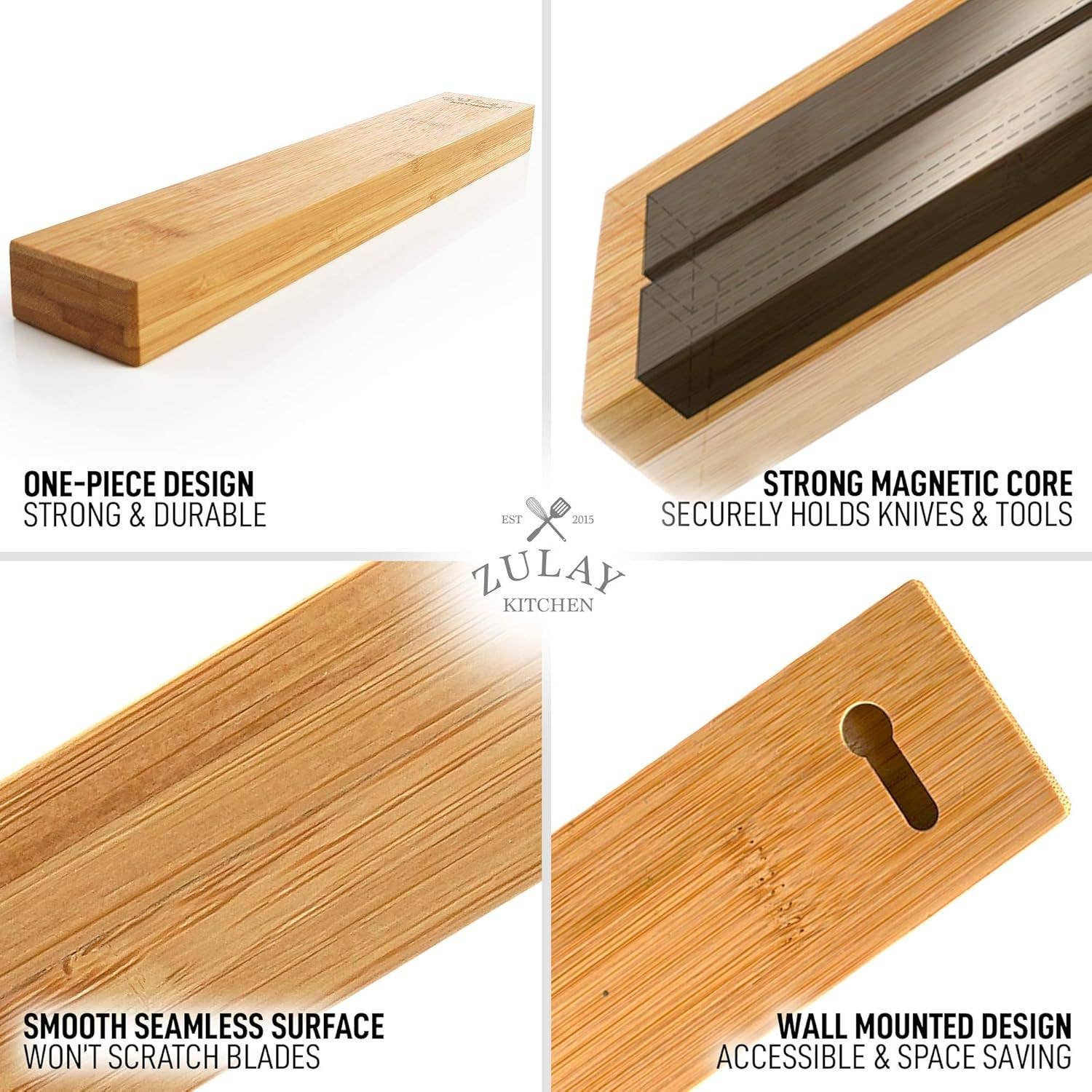 Zulay Kitchen - Vendita all'ingrosso Portacoltelli - Porta coltelli magnetico in legno con forte tenuta magnetica7