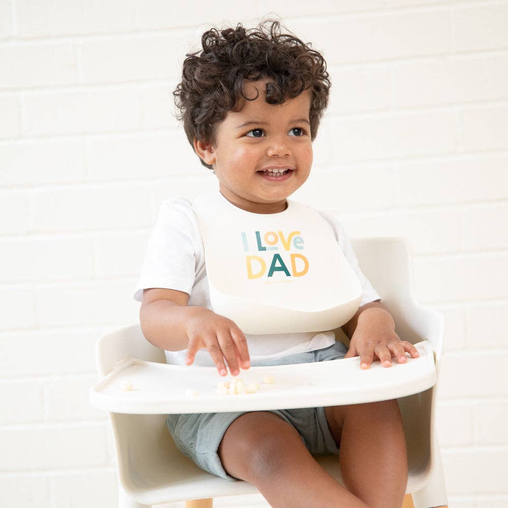 Off White I Love Dad Wonder Bib for wholesale on Faire3