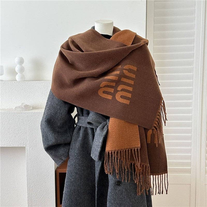 Ekartini - Wholesale Scarf - Women's - Jacquard Fringe Cashmere-Like Scarf6