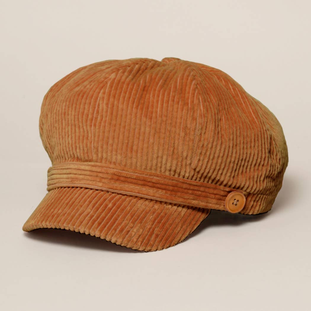 Fashion City - Wholesale Newsboy/Schoolboy Hat - Women's - Women's Solid Corduroy Cabbie with Buttons7