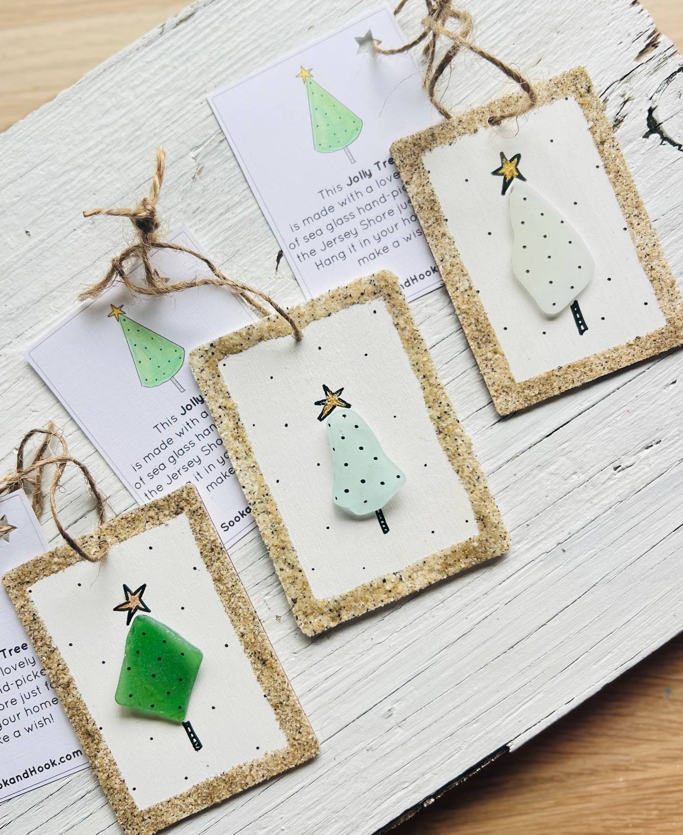 Sook & Hook - Wholesale Ornament - Jolly Christmas Tree Sea Glass Ornament0