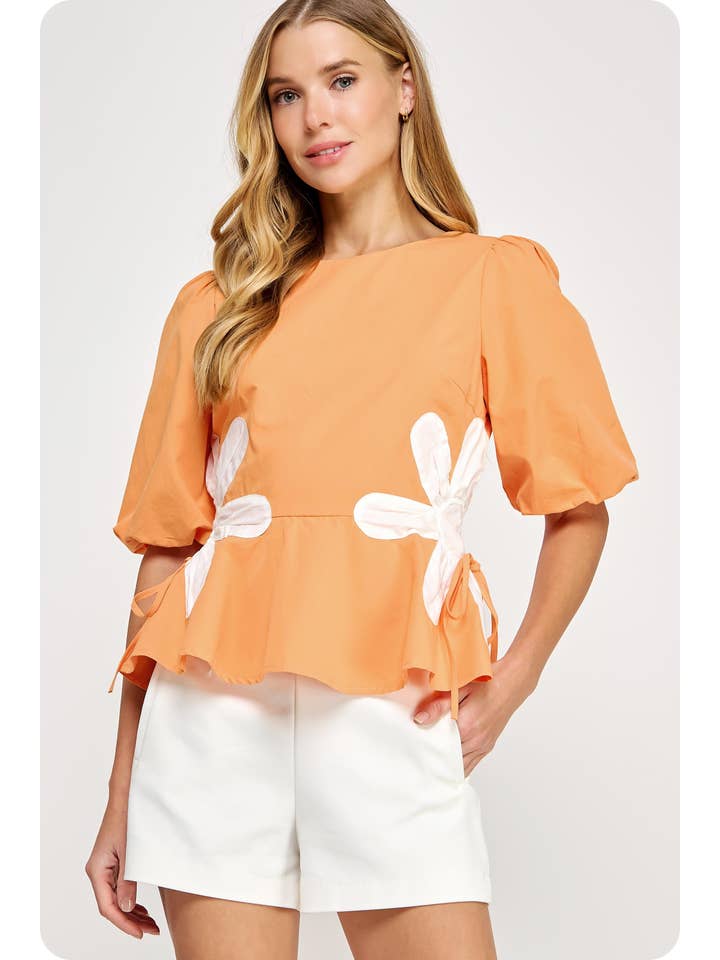 Strut & Bolt - Wholesale Blouse – Women’s - Flower Color-Block Poplin Top