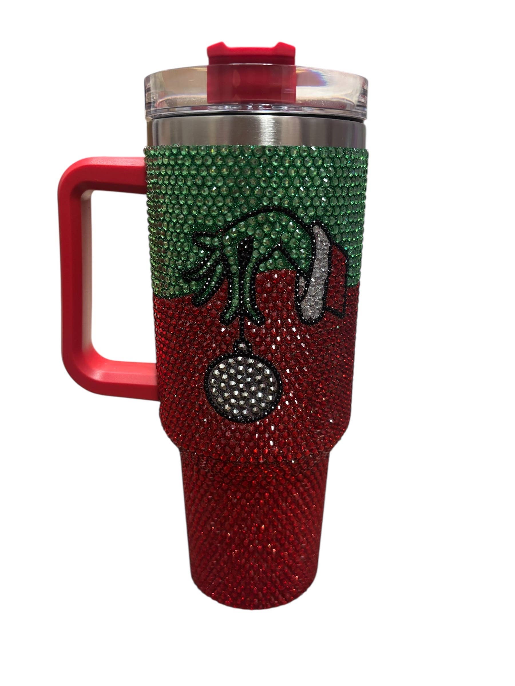 Tres Jolie Boutique - Wholesale Insulated Mug/Tumbler - Red Rhinestone Greenman Cup1