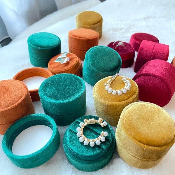LanLivia - Wholesale Jewellery box/organiser - Round Velvet Wedding Ring Box n Proposal Ring Box2