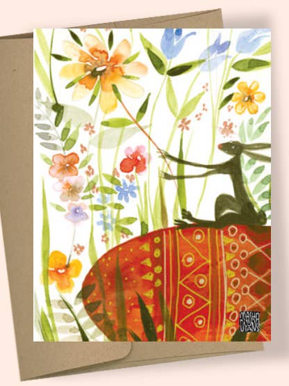 FLOWERFIELD BUNNY AQUARELL GRUSSKARTE für den Großhandel von Studio Masha D'yans
