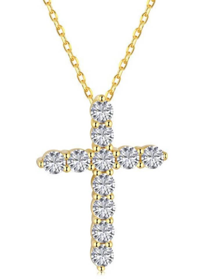 CZ Cross Necklace Stainless Steel for wholesale by HoopLa