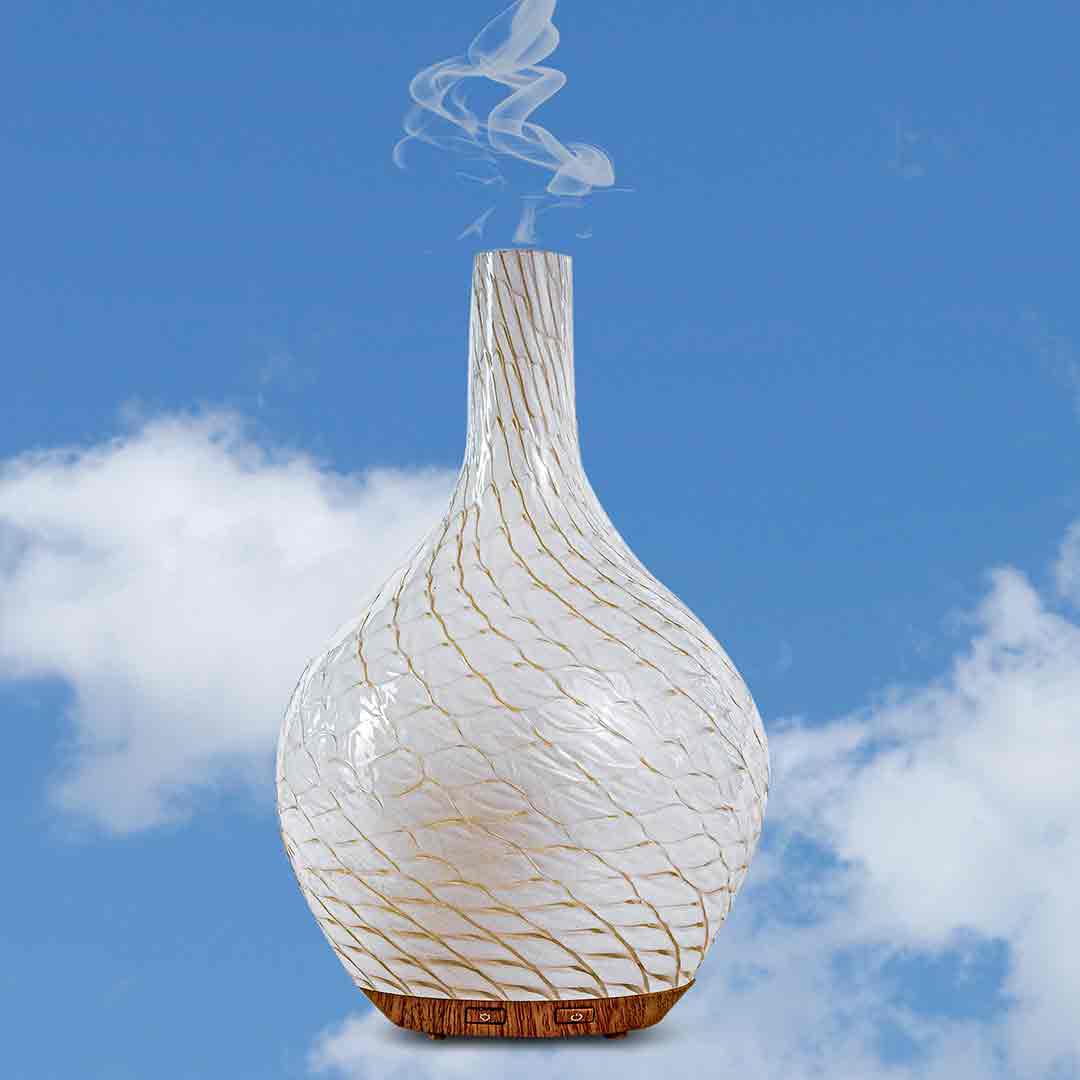 Greenair Inc. - Wholesale Electronic Diffuser - Maui Glass Diffuser with waves and gold etching - great gift1