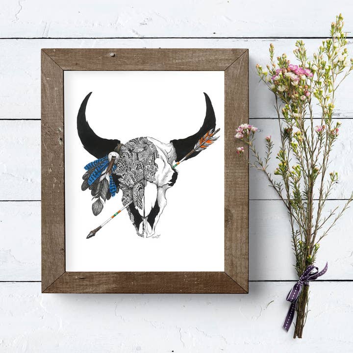 Courage (Bison Skull) - Fine Art Print for wholesale by FJ Creations