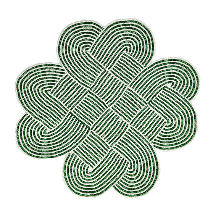 Sets de table Knot - Vert et blanc pour la vente par Von Gern Home