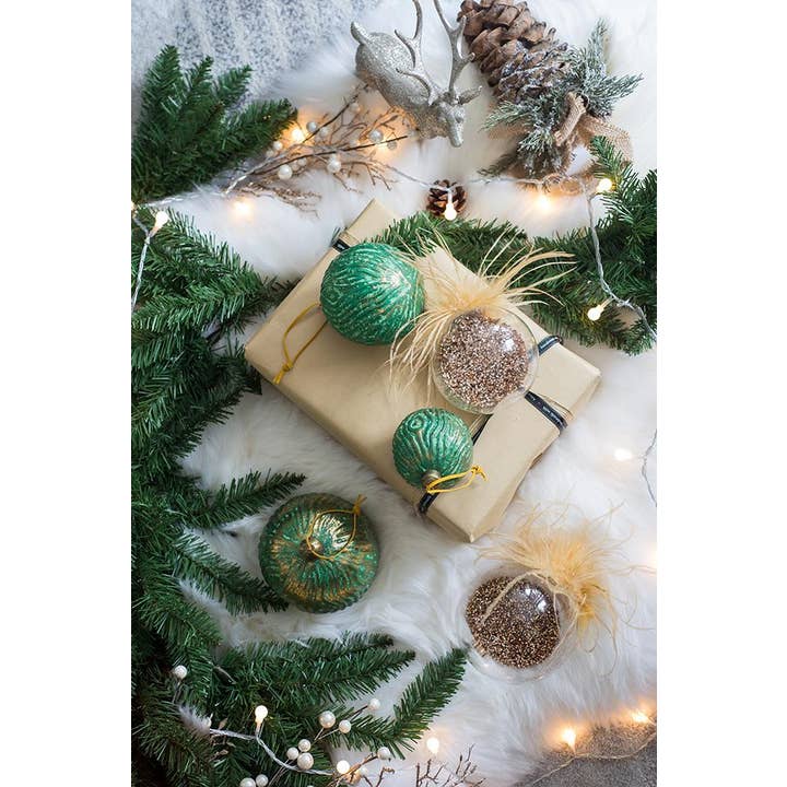 A&B Home Group Inc. - Wholesale Ornament - D4" Golden Feather Glass Ornament4