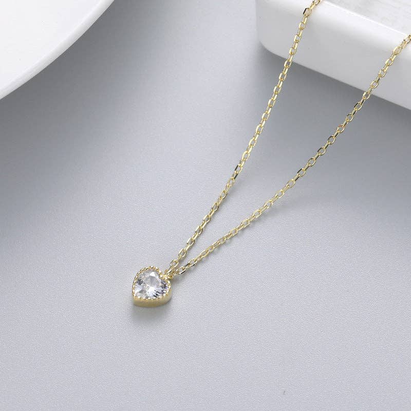 Perimade & Co. LLC - Wholesale Pendant/Charm Necklace - Dainty Blue Pink Heart Charm Necklace in 925 Sterling Silver0