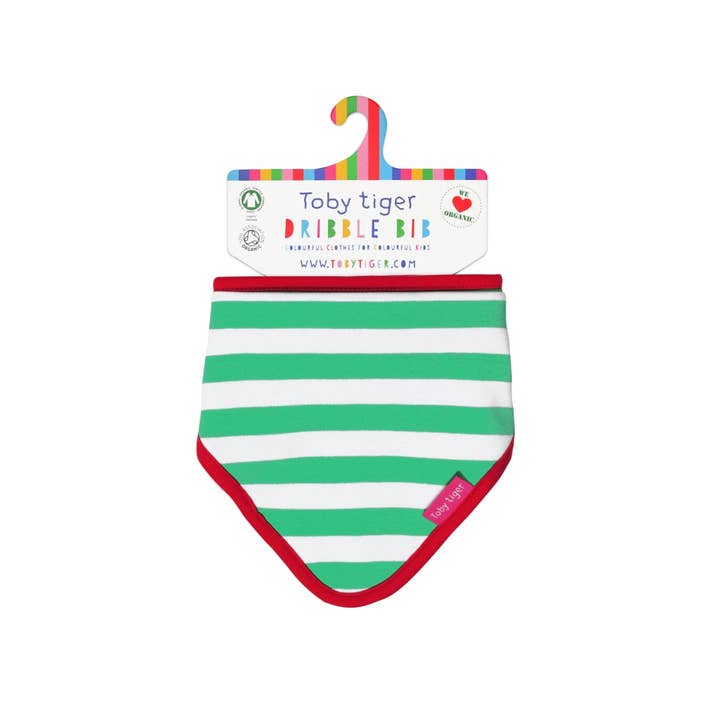 Toby Tiger GmbH - Wholesale Bib - Baby - Bio-Baumwoll Baby Tuch mit grünen Streifen
