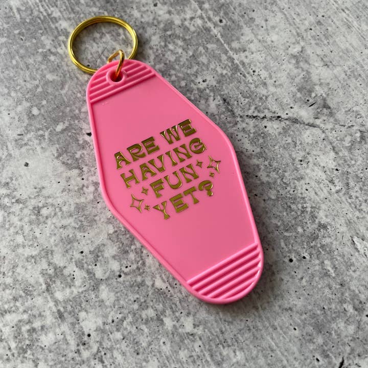 The Silver Spider - Wholesale Keychain – Unisex - Are we having fun yet retro motel Keychain key tag Hotel1