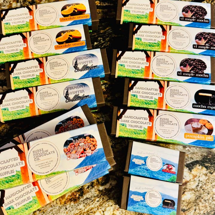 Burke Hollow Chocolate Co. - Wholesale Chocolate Box - Purely Maple Handcrafted Dark Chocolate Truffles3