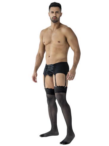 R4VAGE por C4M - Meia Arrastão Preta Cruzada por atacado de CUT4MEN