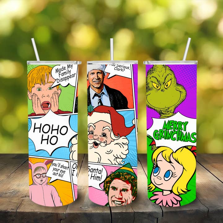 Bicchiere in acciaio inossidabile con film natalizi per la vendita all'ingrosso da parte di Lily's Craftory